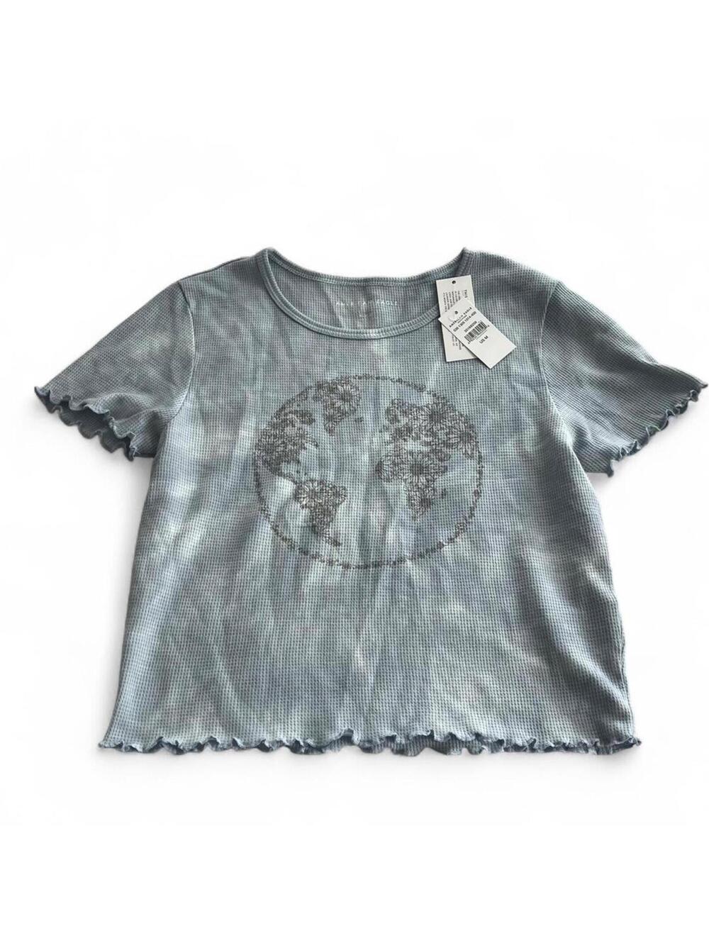 American Eagle NWT Blue & White Waffle Knit Baby Tee